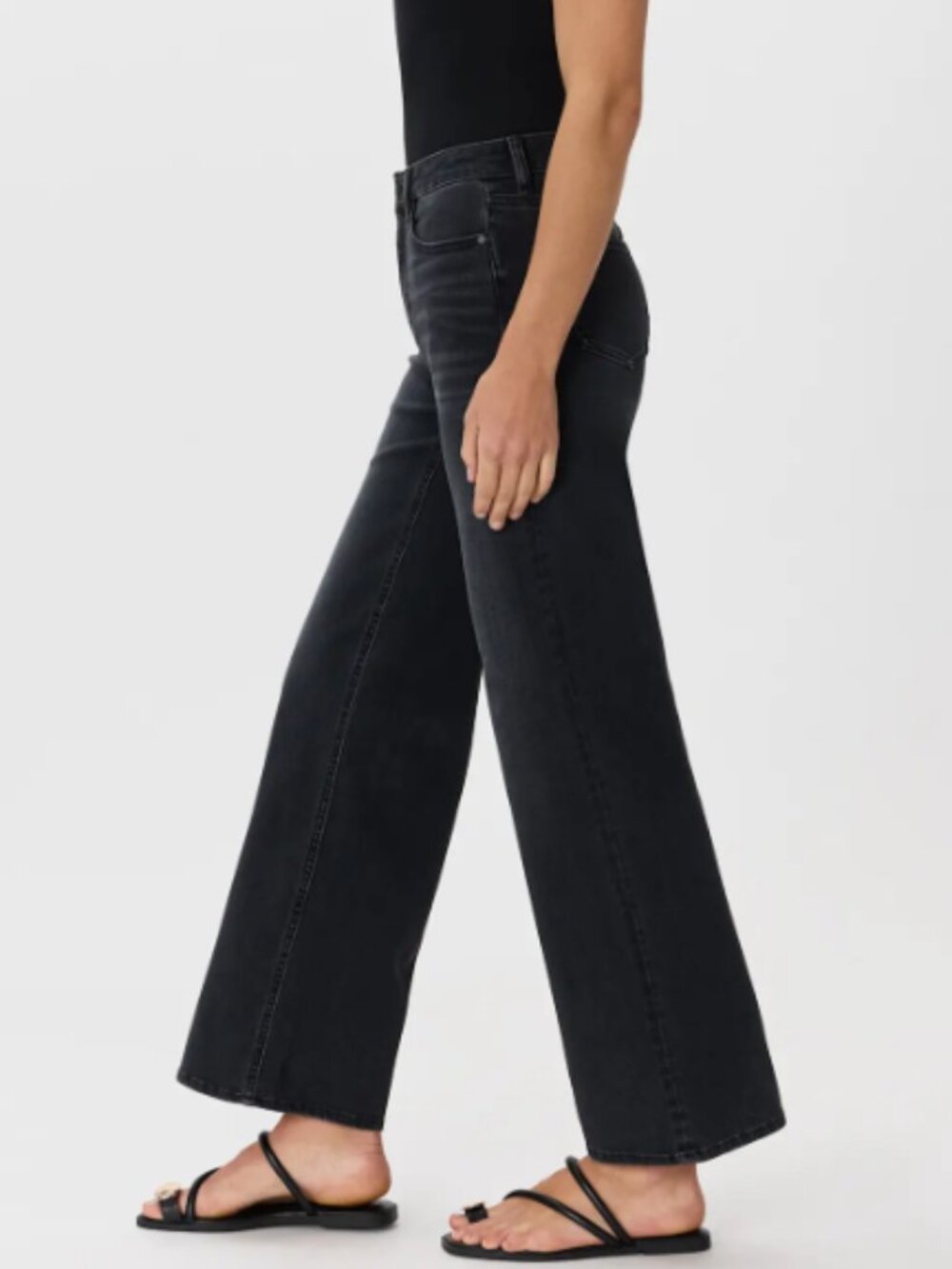 Quince Bella Stretch Wide Leg Jeans Faded Black 32 NWT 32" inseam - Picture 2 of 4
